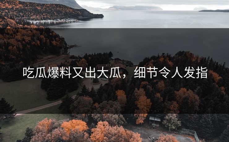 吃瓜爆料又出大瓜，细节令人发指