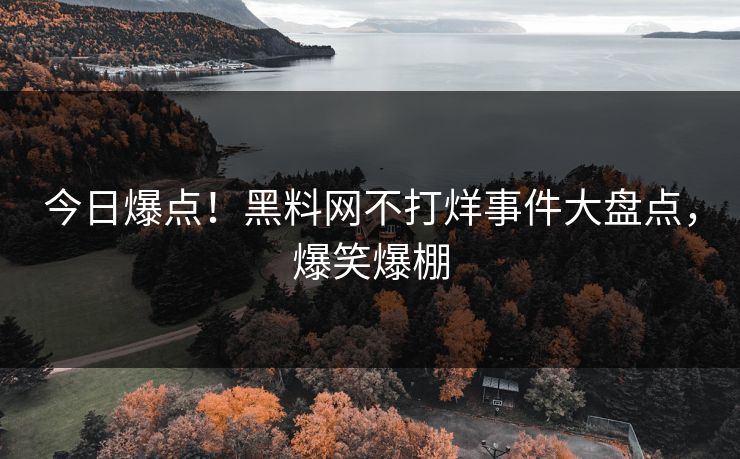今日爆点！黑料网不打烊事件大盘点，爆笑爆棚