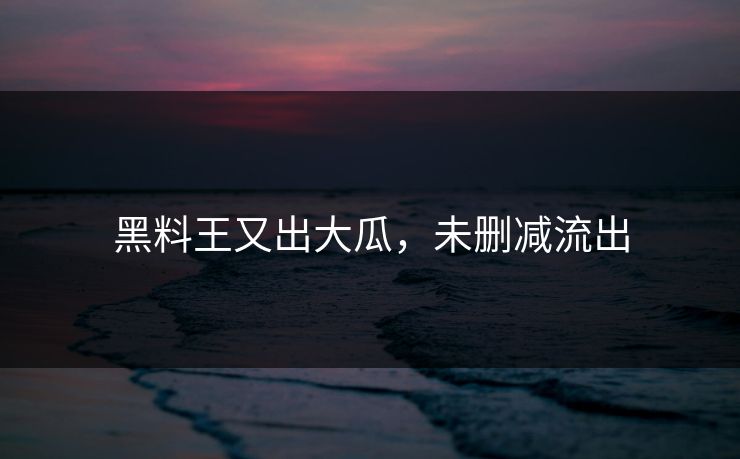 黑料王又出大瓜，未删减流出