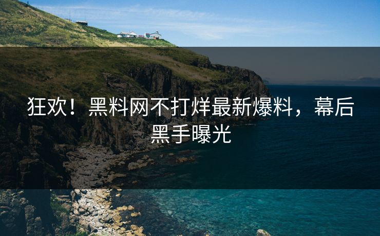 狂欢！黑料网不打烊最新爆料，幕后黑手曝光