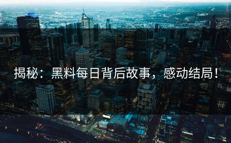 揭秘：黑料每日背后故事，感动结局！