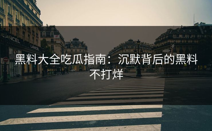 黑料大全吃瓜指南：沉默背后的黑料不打烊