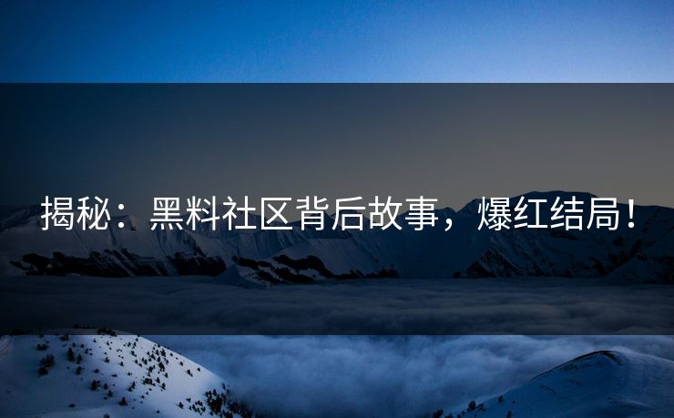 揭秘：黑料社区背后故事，爆红结局！