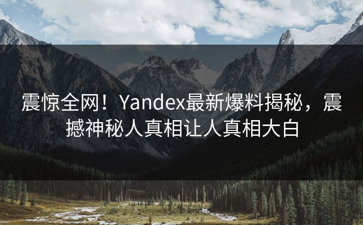 震惊全网！Yandex最新爆料揭秘，震撼神秘人真相让人真相大白