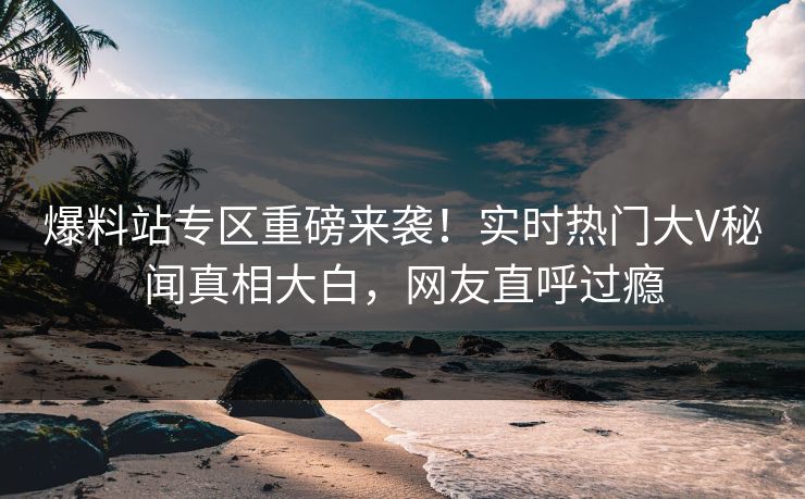 爆料站专区重磅来袭！实时热门大V秘闻真相大白，网友直呼过瘾