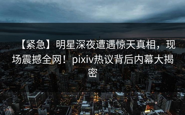 【紧急】明星深夜遭遇惊天真相，现场震撼全网！pixiv热议背后内幕大揭密