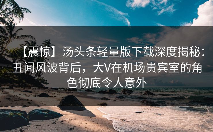 【震惊】汤头条轻量版下载深度揭秘：丑闻风波背后，大V在机场贵宾室的角色彻底令人意外