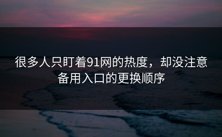 很多人只盯着91网的热度，却没注意备用入口的更换顺序